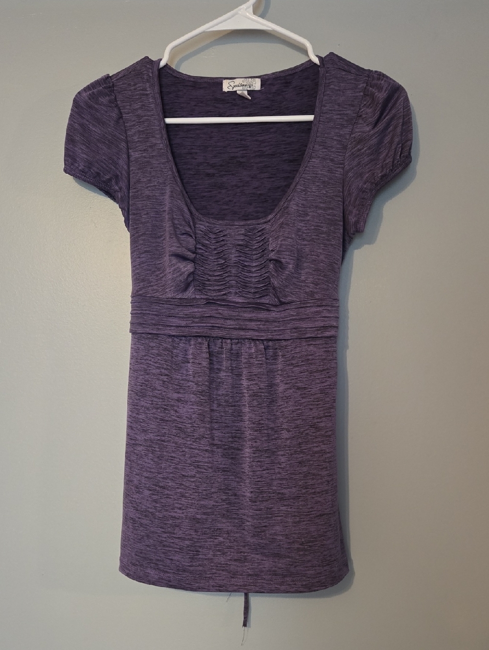 Speechless Purple Ruched Scoop Neck Short Sleeve Top